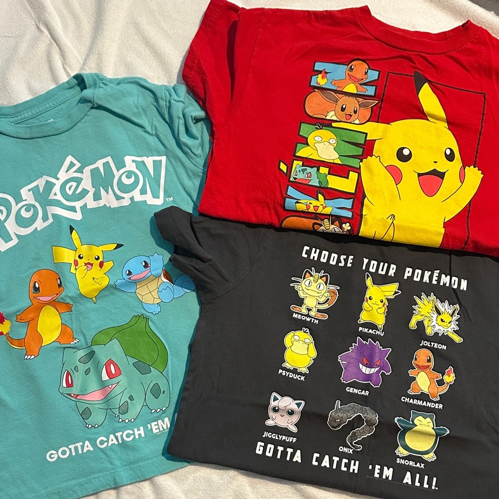 Old Navy Kids Pokemon Tees - Red, Teal, grey
